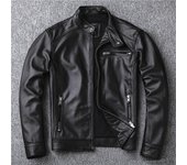 Envío gratis. Super ventas. Chaqueta clásica de cuero genuino para motorista. Abrigo de piel de vaca delgado y fresco. Chaqueta de cuero de moda para hombre. Tamaño asiático 6XL