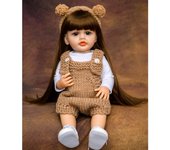 KEIUMI Linda muñeca Reborn niña con pelo largo impermeable cuerpo completo vinilo de silicona bebé Reborn 55 cm muñecas juguete niño compañero 22 inch about 55 cm azul