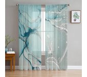 Cortinas de tul con textura de mármol para sala de estar, dormitorio, decoración de cocina, cortina de gasa transparente para ventana 1 PCS W100XH250cm&Rod Pocket