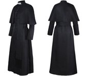 Disfraz de sacerdote de Halloween con collar cruzado, disfraz largo liso unisex para padre vicario S negro