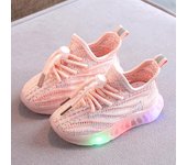 Zapatos luminosos LED de tamaño 21-30 para bebés, zapatillas deportivas brillantes para niños y niñas, zapatos transpirables para niños pequeños, luces Flash Led 21 color rosa