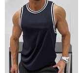 Camiseta deportiva lisa sin mangas con cuello redondo para hombre, camiseta sin mangas para entrenamiento al aire libre, camiseta interior deportiva para gimnasio diario para hombre S azul