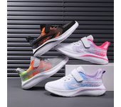 Zapatillas deportivas de moda para niños, zapatillas de deporte para interiores, ligeras, transpirables, de malla, para correr en carretera con suela gruesa 32 negro
