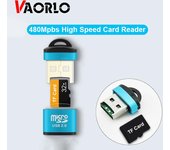 VAORLO USB2.0 Mini lector de tarjetas 480Mpbs transmisión rápida alta Compatible para ordenador PC portátil de alta velocidad verde