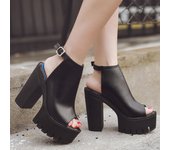 Zapatos de verano para mujer Slingbacks Tacones altos Sandalias Plataforma Zapatos casuales para fiesta Zapatos góticos negros 35 negro