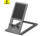 Soporte plegable para teléfono Baseus, soporte para tableta, soporte de escritorio, Metal Universal para iPhone 15 Pro Max iPad 12,9 negro