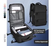Mochila de viaje grande para hombres y mujeres,Mochila para portátil impermeable aprobada por vuelo aéreo,Mochila antirrobo para llevar, Mochila de senderismo negro