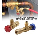 Adaptador de aire acondicionado para carga de refrigeración, manguera de válvula de seguridad líquida R410A R22 de 1/4 , adaptador R22, piezas de herramientas manuales
