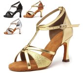 Zapatos de baile de salón profesionales para mujer, tacón de 8,5 cm, zapatos de baile latino para interiores, Salsa 34 negro