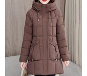 Parkas largas para mujer de mediana edad, abrigos de invierno, elegantes, sueltos, gruesos, cálidos, chaquetas con capucha para mujer L negro