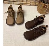Zapatos individuales para mujer, otoño 2024, nuevas botas cortas de cuero, botas individuales de mujer de suela blanda y cara suave, botas Martin retro de suela gruesa y cabeza redonda 35 café