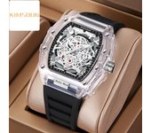 Reloj KIMSDUN Reloj de Cuarzo con Barril de Vino Personalizado Reloj Transparente de Moda para Hombres Reloj Impermeable