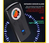Detector de cámara oculta, dispositivo antiespía, detector profesional de señales inalámbricas, GPS para coche, búsqueda por infrarrojos, dispositivo de escuchas telefónicas. negro