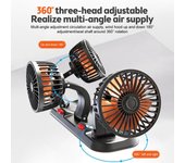 Ventilador automotriz ajustable de 360°, ventilador de coche de bajo ruido, tarjeta de estacionamiento temporal multifuncional, ventilador para vehículos 【C1】1 Head