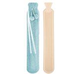 Bolsa de agua caliente larga con funda de felpa, botella de agua caliente de goma de gran capacidad de 2L, calentador de pies y manos para cian