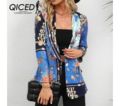 QICED Chaquetas y abrigos vintage informales de manga larga con cuello tipo POLO para otoño e invierno para mujer S verde