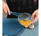 Batidor de silicona para cocina, antideslizante, fácil de limpiar, batidor de leche y huevos, utensilio de cocina, batidor de huevos de silicona azul marino