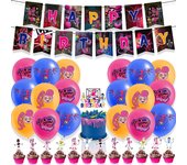 32 Uds. Suministros para fiestas de piernas largas para mamá, incluyendo pancarta, globos, adornos para tartas
