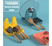 Estante con tapa plegable, estante de almacenamiento para cuchara, soporte para tapa, vajilla multifuncional, estantes de cocina rojo