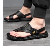 Sandalias de hombre, zapatos de playa antideslizantes de verano, nuevas chanclas de gran tamaño para hombre, sandalias casuales 38 negro