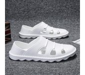 Sandalias de verano de gran tamaño, transpirables, de Color sólido, para exteriores, zapatos de playa, zapatos informales, zapatos con agujeros, zapatos perezosos 39/40 blanco