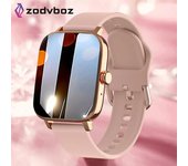Reloj inteligente con llamada 2023, reloj inteligente con esfera personalizada para mujer para Android IOS, reloj de música Bluetooth resistente al agua, reloj de pulsera completamente táctil Silica gel color rosa