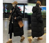 Chaqueta de plumón de algodón de longitud media para mujer Chaqueta holgada de algodón de gran tamaño para invierno S