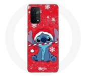 Coque pour Oppo A74 5G Stitch neige joyeux Noël Fond Rouge