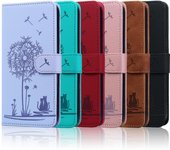 Correa de muñeca con relieve 3D de flores y gatos, funda de cuero para teléfono, billetera, soporte para libro para iPhone 16 15 Pro, Samsung Redmi, Google Oppo, ranura para tarjeta magnética, funda abatible Samsung Galaxy A35 color rosa
