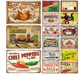 Decoración de pared con letrero de metal de comida rápida, placa vintage de hojalata, pintura de hierro para fiestas, cocinas, tiendas, restaurantes, cafeterías, bares 20x30cm