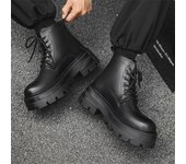Botas Martin de caña alta para hombre, botas altas de suela gruesa con aumento de altura, botas amarillas grandes, botas retro versátiles para hombre 44306-A 44