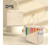 Bolsa de almacenamiento de hilo de lona, bolsa de tejido sólida, diseño de asa, organizador portátil ligero de gran capacidad con bolsillos de varias capas verde