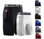 Pantalones cortos de compresión para hombre, ropa deportiva, mallas de entrenamiento, mallas de fitness para gimnasio, pantalones cortos, pantalones deportivos para correr M azul