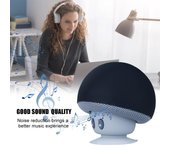 Mini altavoz Bluetooth con forma de hongo, subwoofer portátil inalámbrico con micrófono y ventosa para tabletas y teléfonos inteligentes. azul