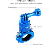 PULUZ-adaptador de manillar de aleación de aluminio para bicicleta, rotación de 360 ​​grados, soporte de montaje en estante para bicicleta azul
