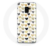 Coque pour Samsung Galaxy A8 Plus Fond de texture abstraite coeurs noir jaune et gris