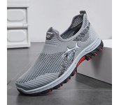 Zapatillas deportivas de malla transpirable para hombre, sin cordones, parte superior de tela de color liso, suela de goma, punta redonda, caña baja, estilo deportivo informal para primavera/verano. 39 caqui
