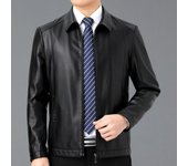 Nueva chaqueta de cuero genuino de otoño e invierno para hombres de mediana edad, chaqueta de cuero para hombres solteros, chaqueta casual para hombres, más parte superior de terciopelo 170