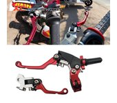 Manetas de freno y embrague plegables de aluminio CNC para carreras, 360 grados, ahorran esfuerzo, para CR CRF YZF EXC Bosuer Kayo T2 T4 T6 K2 K6 K6R KT250 None rojo