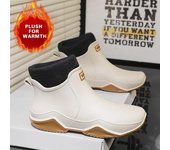 Botas de lluvia cálidas de invierno para exteriores para hombre, botas altas para senderismo, pesca, zapatos de agua, botas de trabajo antideslizantes para chef, zapatos impermeables 36