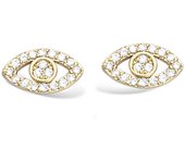 Les Trésors De Lily [M6244] - Pendientes chapados en oro 'Ojo de Fatma' oro blanco - 10x6 mm oro