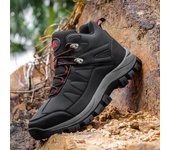 Botas de senderismo impermeables para hombre, zapatos de trekking de cuero transpirable, zapatillas deportivas para caza en la montaña, zapatillas de escalada al aire libre para hombre 40 negro