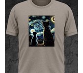 Camisetas gráficas casuales de verano para hombre con estampado de gatos mirando el cielo nocturno, camisetas de cuello redondo, un atuendo elegante y moderno. Ropa para hombre. S