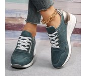 Zapatillas de deporte informales con plataforma para mujer, zapatos deportivos con cordones y suela gruesa, planos antideslizantes a la moda, vulcanizados, otoño 2024 37 verde