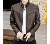Chaqueta de cuero para hombre nueva de otoño e invierno con tendencia de felpa y chaqueta de cuero PU de tendencia juvenil de corte entallado de moda para hombre 4XL