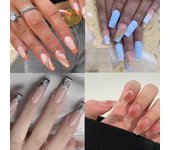 Wearable Manicure Ballerina False Nail Square Head Press on Nails Fashion French Fake Nails  Women 4