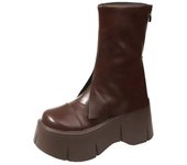 Botas de moto de otoño para mujer, botines de plataforma góticos de calle, estilo rockero, con tacones gruesos, estilo punk, botas cortas de caballero para mujer para invierno 34 marrón