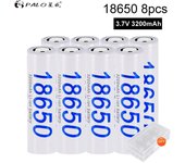 PALO 8 Uds 18650 batería 3,7 V 3200mAh batería recargable de León para batería de destello de luz LED batería 18650 blanco