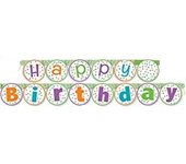 Unique Party Banner de feliz cumpleaños con lunares 6ft negro