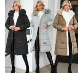 Chaqueta de invierno de longitud completa, abrigo acolchado de algodón, Parka larga con capucha de piel, chaqueta de invierno de longitud completa para mujer, abrigo acolchado de algodón, chaqueta con capucha de piel S marrón